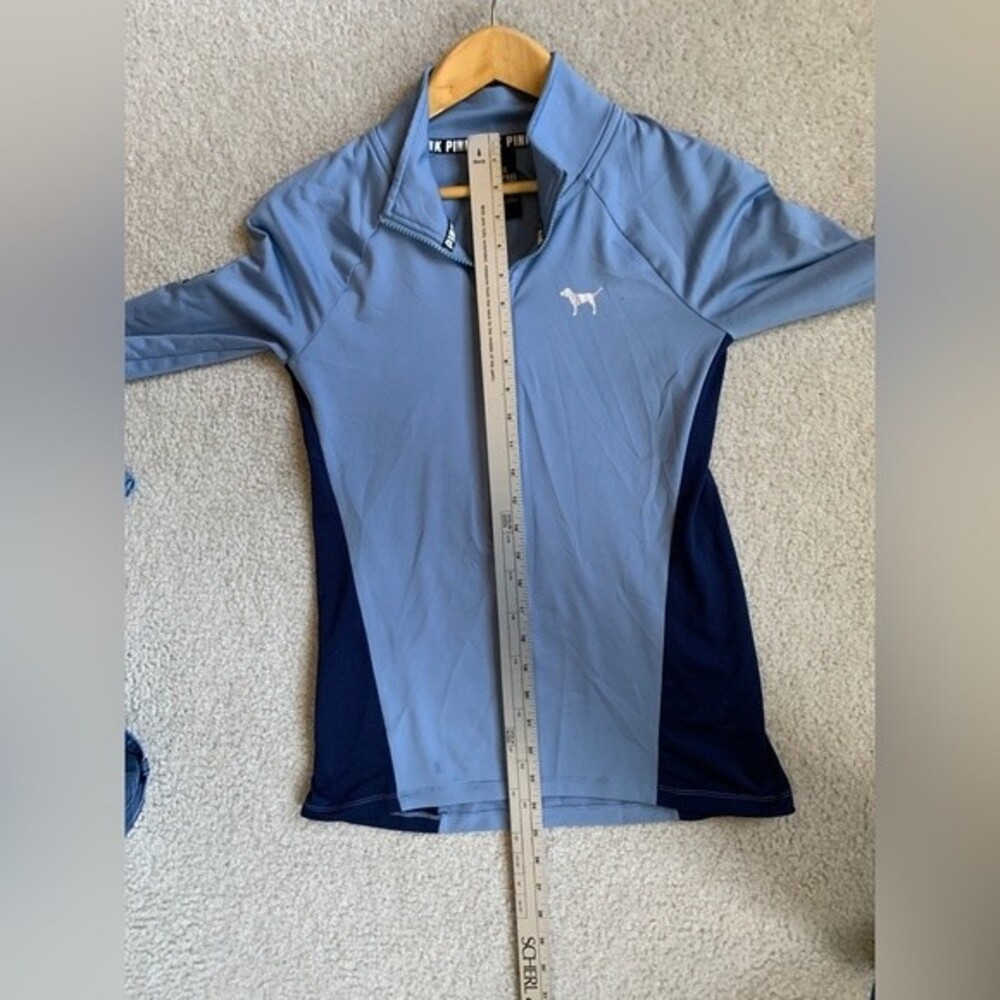 PINK Mid-Blue Navy Colorblock Performance 1/2 Zip LS Athletic Top Sz XS - Picture 9 of 10